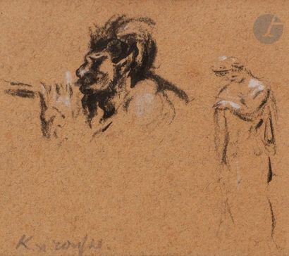 null Kerr-Xavier ROUSSEL (1867-1944)
Étude de Faune
Crayon noir et pierre blanche.
Signé...