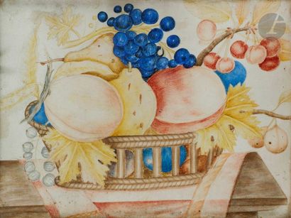 null École d'OCTAVIANUS MONFORT
(1646-1696)
Deux natures mortes de fleurs et de fruits
Gouaches...