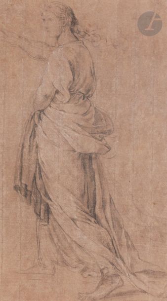 null Eustache LESUEUR (Paris 1616 - 1655)
Étude de femme drapée marchant
Crayon noir...