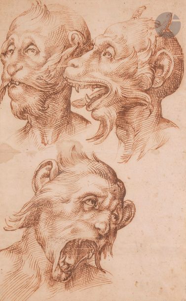 null Bartolomeo PASSAROTTI (1529-1592)
Trois têtes diaboliques
Plume et encre brune.
(Dessin...