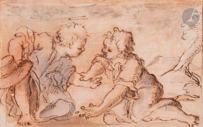 null École ESPAGNOLE du XVIIe siècle
Deux enfants jouant aux osselets
Plume et encre...