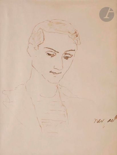 null Max JACOB (1876-1944)
Portrait de Georges Hugnet
Encre brune.
Signée en bas...