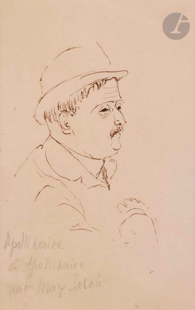 null Max JACOB (1876-1944)
Portrait d'Apollinaire
Encre brune.
Porte une inscription...