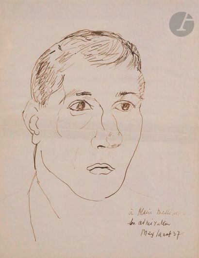 null Max JACOB (1876-1944)
Portrait d'Alain Messiaen, 1937
Encre.
Signée, datée et...