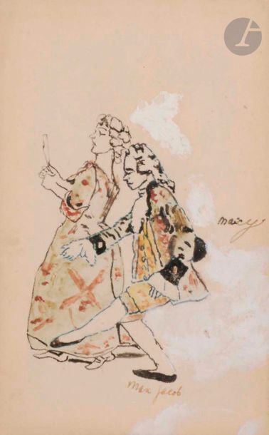 null Max JACOB (1876-1944)
Menuet
Encre, aquarelle et rehauts de gouache blanche.
Signée...