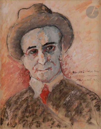 null Max JACOB (1876-1944)
Autoportrait, 1932
Gouache sur papier contrecollé sur...