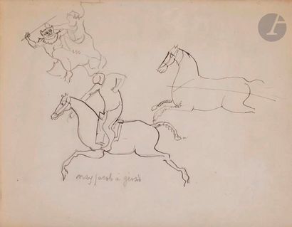 null Max JACOB (1876-1944)
Études de cavaliers et combats
Encre et crayon noir.
Signée...