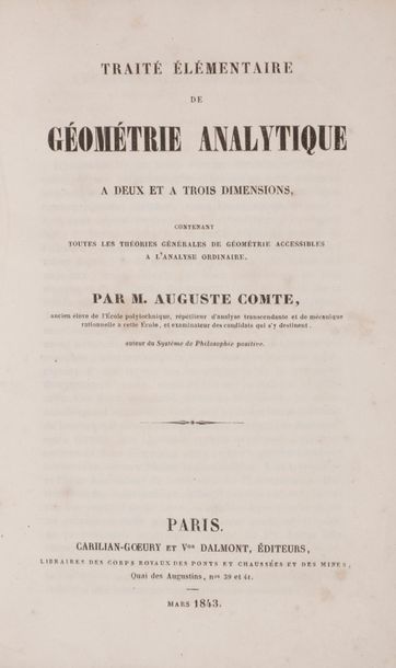 null COMTE Auguste (1798-1857).
Traité élémentaire de géométrie analytique à deux...