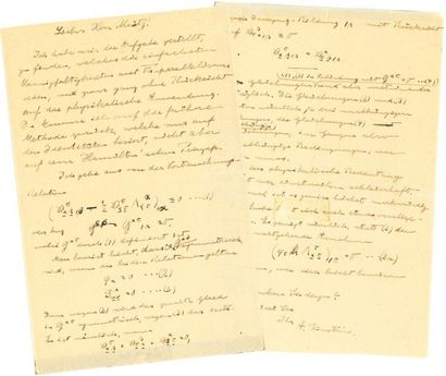 null EINSTEIN Albert (1879-1955).
L.A.S. “A. Einstein”, [vers 1927], à Hermann MÜNTZ ;...