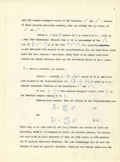 null EINSTEIN Albert (1879-1955).
TAPUSCRIT en partie manuscrit, The analog of the...