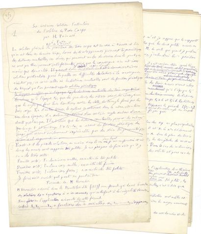 null POINCARÉ Henri (1854-1912).
MANUSCRIT autographe signé en tête « H. Poincaré »,...