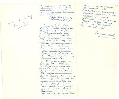 null rueff Jacques (1896-1978) économiste.
manuscrit autographe signé « Jacques Rueff »,...