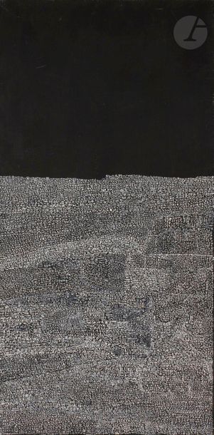 null Alain DE LATOUR (1932-?)
Composition lettriste, 1966
Technique mixte sur toile.
Signée...
