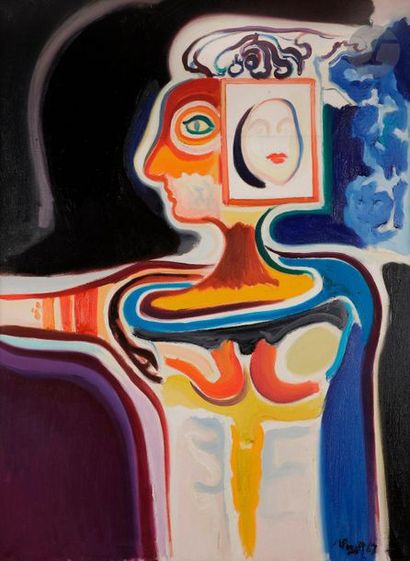 null Marcel POUGET (1923-1985)
Double portrait, 1969
Huile sur toile.
Signée et datée...