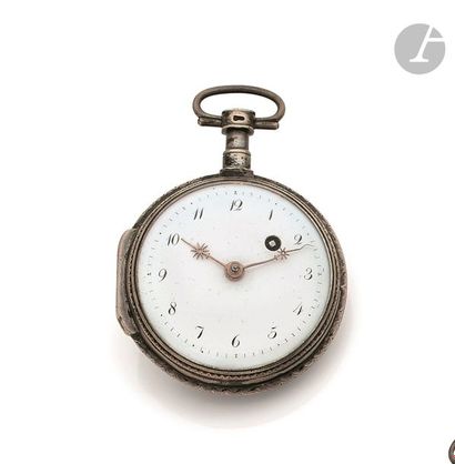 null ANONYME. Vers 1790
Montre de poche en argent (925), cadran émaillé blanc, chiffres...