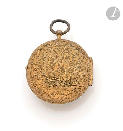 null GAUDRON à Paris. Vers 1690
Montre de poche d’époque Louis XIV en métal doré,...