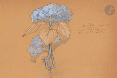 null RENÉ LALIQUE (1860-1945
)Hortensias - Projets pour un
 pendentif et une brocheMine

...