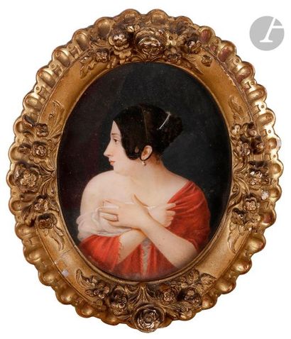 null ÉCOLE FRANÇAISE du XIXe siècle,

entourage de Claude-Marie DUBUFE

(1790-1864)

Femme...