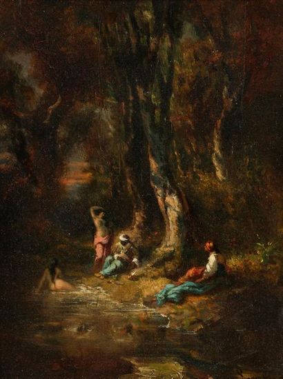 null Alexandre Marie LONGUET (1805 - 1851)
Hommes et baigneuses
Panneau.
Signé en...