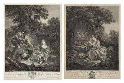 François Boucher (1703-1770) (d'après) Le Messager discret; Le Panier misterieux...