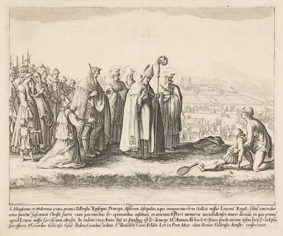 Jacques Callot (1592-1635) Saint Mansuy, ou La Raquette. Eau-forte. 275 x 230. Lieure...