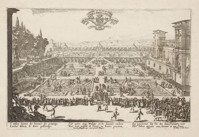 Jacques Callot (1592-1635) Le Parterre de Nancy ou Jardin de Nancy. 1625. Eau-forte....