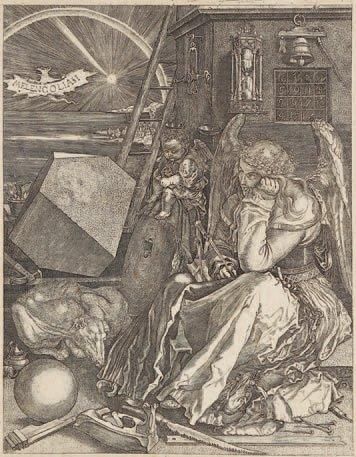 Albrecht Dürer (d'après) Melancolia I. Copie. Burin. 190 x 246. Bonne épreuve rognée...