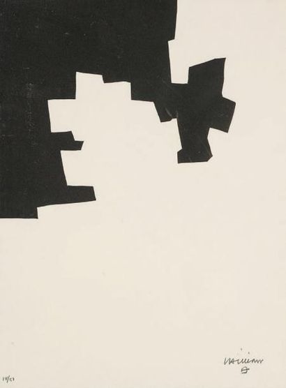Eduardo Chillida (1924-2002) Hutsune I. 1968. Bois gravé. [380 x 515]. Koelen 68016....