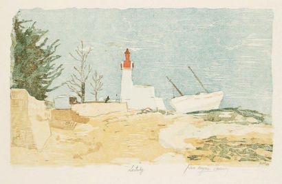 Pierre-Eugène Clairin (1897-1980) Loctudy. Vers 1950. Bois gravé. 405 x 245. Impression...