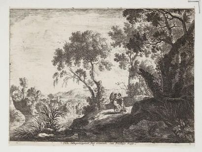 Henri Mauperché (1602-1686) L'Ange luttant contre Jacob. Eau-forte. 255 x 188. Robert-Dumesnil...