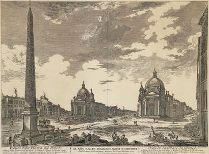 Domenico Montegu (?-1750) Vue du Palais de Caprarole; Vue de la Place du Peuple (Rome)....