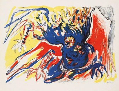 Édouard Pignon (1905-1993) [Composition rouge, bleue et jaune]. 1964. Lithographie....