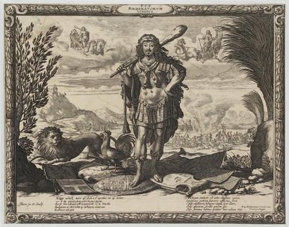 Abraham Bosse (vers 1604-1676) Louis XIII en Hercule. Vers 1635. Eau-forte. À vue:...