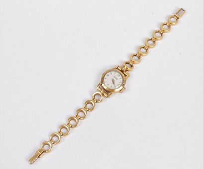 null Montre de dame en or 18K (750), bracelet articulé en or 18K. Poids brut : 16,9...