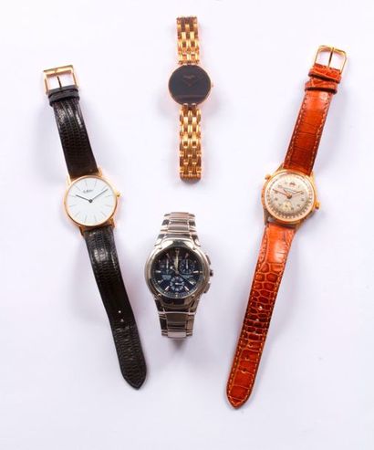 null Lot composé d’un ensemble de quatre montres bracelet pour homme en acier et...
