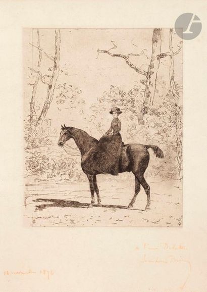 null John Lewis Brown (1829-1890) 

Cavalière en amazone. 1878. Eau-forte et vernis...