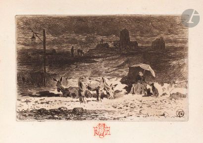 null Félix Buhot (1847-1898) 

Les Ânes de la Butte-aux-Cailles. Eau-forte et pointe...
