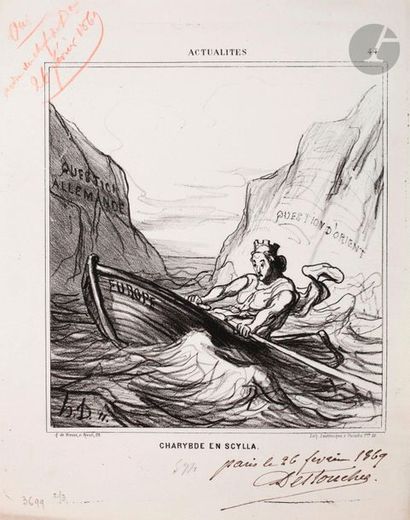null Honoré Daumier (1808-1879) 

Charybde en Scylla. (Actualités, pl. 44). 1869....