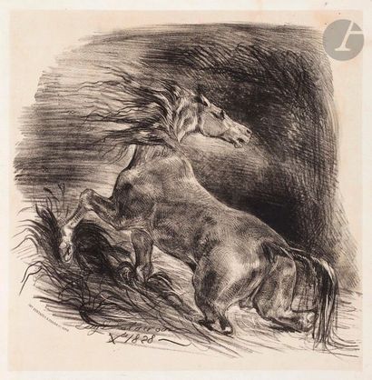 null Eugène Delacroix (1798-1863) 

Cheval sauvage, ou Cheval effrayé sortant de...