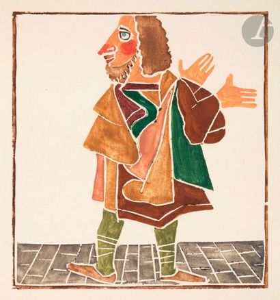 null André Derain (1880-1954) 

Homme en manteau. Illustration pour F. Rabelais,...