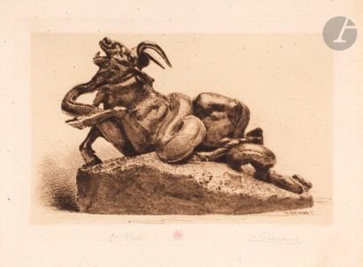 null Henri Guérard (1846-1897) 

Objets décoratifs (Épée italienne ; Auroch attaqué...
