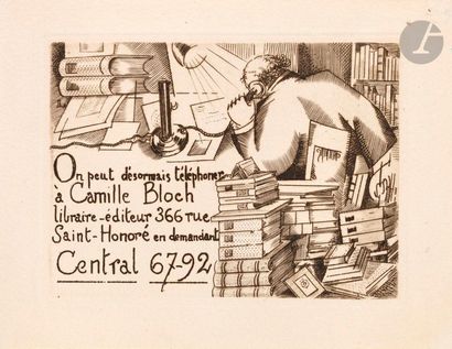 null Jean-Émile Laboureur (1877-1943) 

Carte de téléphone (pour Camille Bloch, libraire-éditeur)....