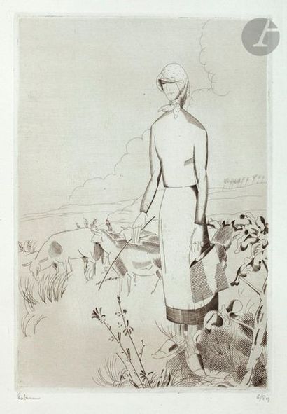 null Jean-Émile Laboureur (1877-1943) 

La Grande bergère. 1926. Burin. 170 x 250....