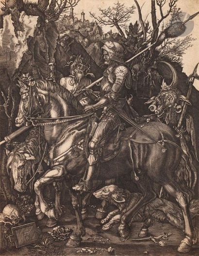 null Albrecht Dürer (1471-1528) (d’après)

Le Chevalier, la Mort et le Diable. Gravure...