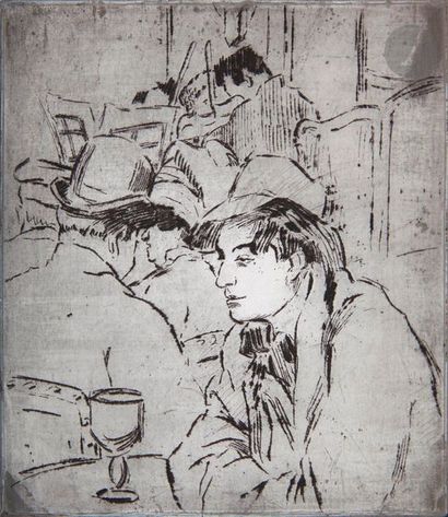 null Maud Hunt Squire (américaine, 1873-1954) 

Au café, buveur au chapeau. Vers...
