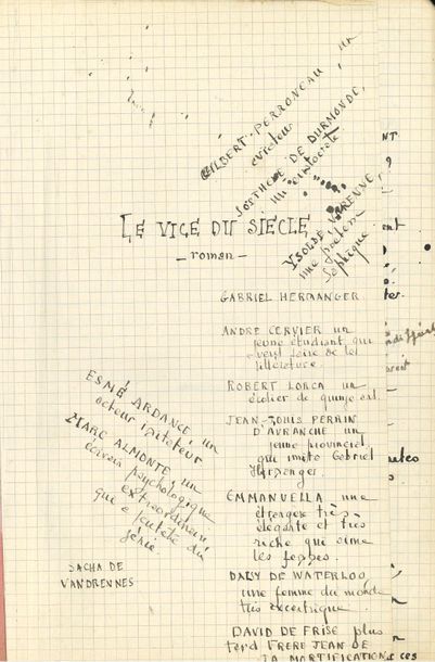 null Maurice rostand. Manuscrit autographe, Le Vice du siècle, roman, 1945 ; cahier...