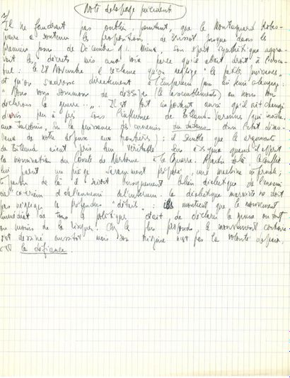 null Jean-Paul SARTRE (1905-1980). Manuscrit autographe ; 3/4 page in-4 sur papier...
