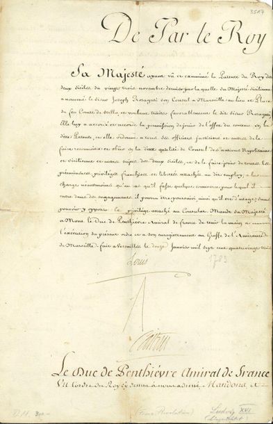 null LOUIS XVI. P.S. (secrétaire), Versailles 12 janvier 1783, contresignée par le...