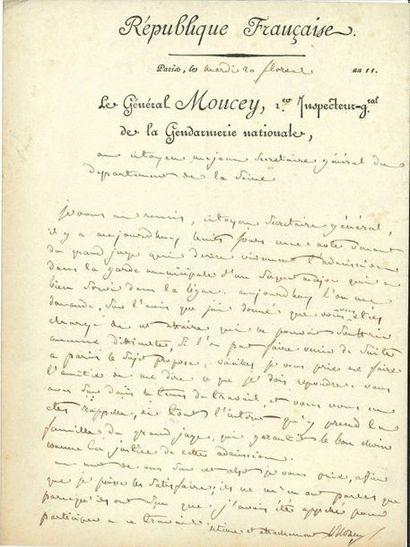 null MARÉCHAUX. 6 L.A.S.

Emmanuel de Grouchy (2, 1831-1833), Jean-Baptiste Jourdan...