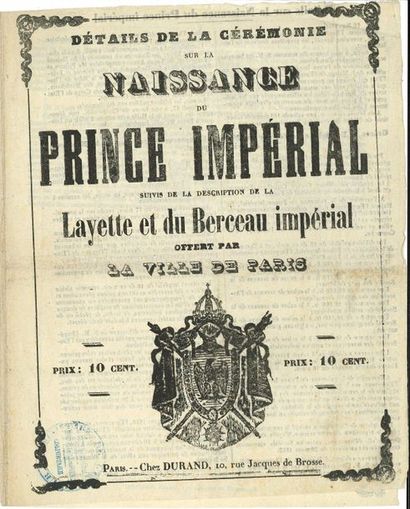 null [NAPOLÉON IV (1856-1879) Prince Impérial]. 12 lettres ou pièces (qqs imprimés),...